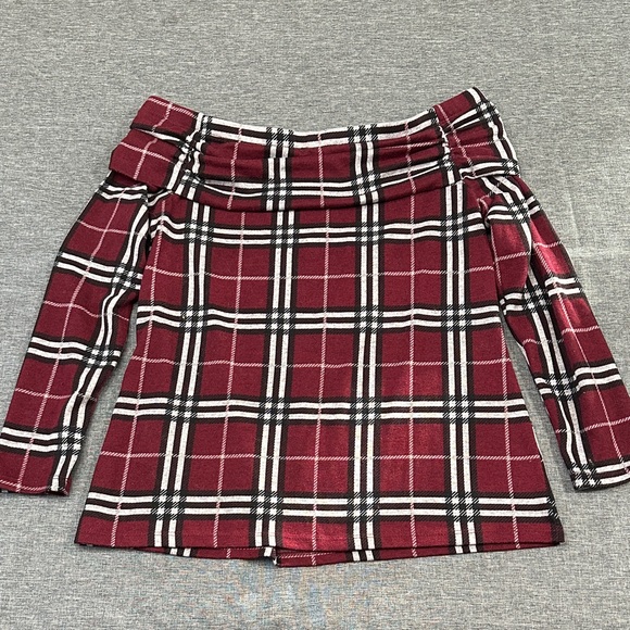 RICKIS Plaid Off-Shoulder Top - Picture 2 of 4